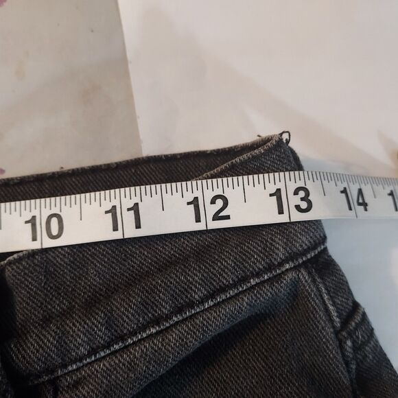 PacSun Distressed Crop Jeans Button Fly Womens Size 26 Black Ripped Fringe - Picture 15 of 16